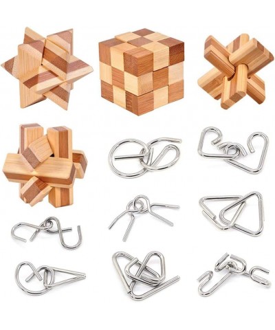 Bamboo 3D Puzzle Metal Brain Teasers Puzzles Mind Game Toys Set for Teens and Adults Pack of 12pcs $28.48 Brain Teaser Puzzles