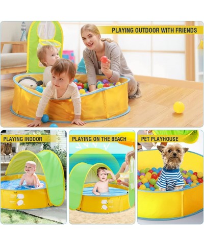 Baby Beach Tent 50+ UPF Pop Up Pool Tent Sun Shelter Kids Ball Pit Tent Baby Padding Pool with Sunshade Canopy Basketball Hoo...