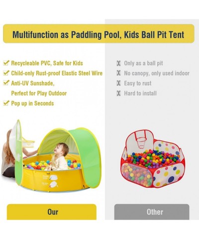 Baby Beach Tent 50+ UPF Pop Up Pool Tent Sun Shelter Kids Ball Pit Tent Baby Padding Pool with Sunshade Canopy Basketball Hoo...