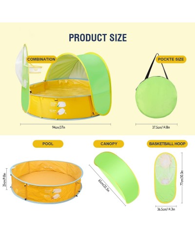 Baby Beach Tent 50+ UPF Pop Up Pool Tent Sun Shelter Kids Ball Pit Tent Baby Padding Pool with Sunshade Canopy Basketball Hoo...