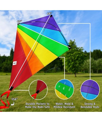 Large Diamond Kite for Kids - Lightweight Classic Easy to Assemble Fly Soars High in Low Wind Speeds - A Great Way to Enjoy a...