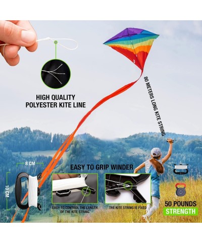 Large Diamond Kite for Kids - Lightweight Classic Easy to Assemble Fly Soars High in Low Wind Speeds - A Great Way to Enjoy a...