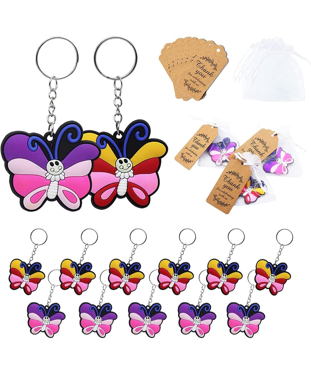 Summer Spring Butterfly Keychain Birthday Party Favors 24 Sets Cute Butterfly Keychain Goodie Gifts with Thank You Kraft Tags...