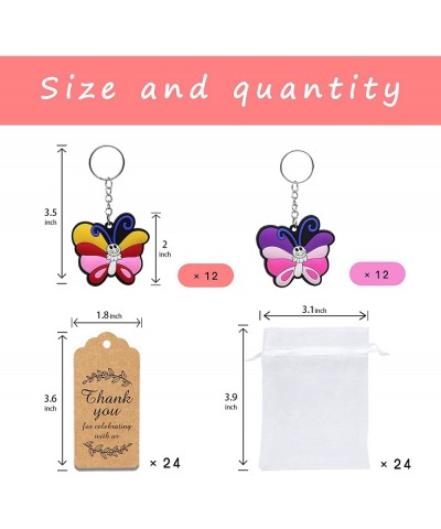 Summer Spring Butterfly Keychain Birthday Party Favors 24 Sets Cute Butterfly Keychain Goodie Gifts with Thank You Kraft Tags...