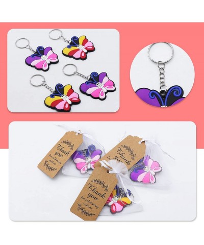 Summer Spring Butterfly Keychain Birthday Party Favors 24 Sets Cute Butterfly Keychain Goodie Gifts with Thank You Kraft Tags...