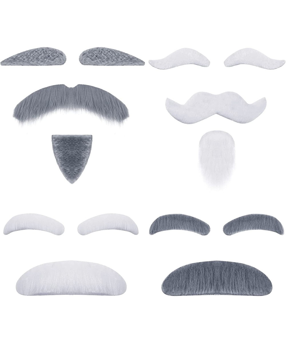 4 Sets Old Man Moustache and Eyebrows Kits Moustache and Eyebrows Stick on Fake Eyebrows and Moustache Kit for Old Man Dress ...