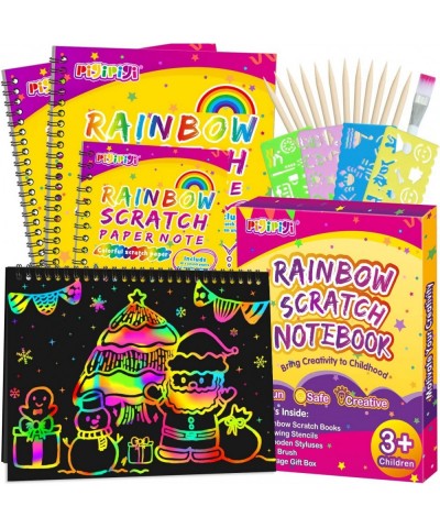 Art Craft Gift for Kids - 3 Pack Upgraded Rainbow Scratch Paper Notebook Black Magic Color Drawing Supplies Toy Set for 3-12 ...