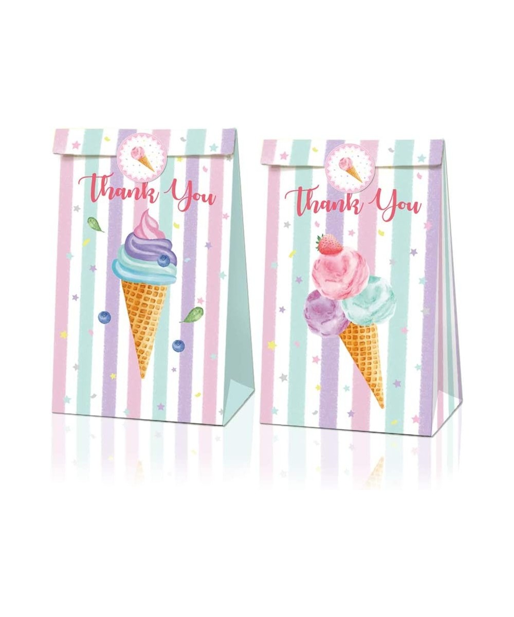 24pcs Ice Cream Party Bags Popsicle Themed Party Bags Ice Cream Paper Bags Popsicle Party Favor Bags with 36pcs Ice Cream Sti...