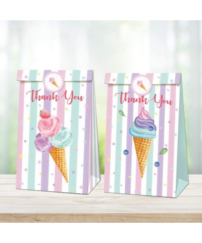 24pcs Ice Cream Party Bags Popsicle Themed Party Bags Ice Cream Paper Bags Popsicle Party Favor Bags with 36pcs Ice Cream Sti...