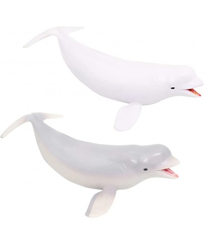 2 Pcs Realistic 6.5 Inch White Whale Figurines Plastic Whale Figure Ocean Sea Animal Figures Grey Whale Ornament Christmas Bi...