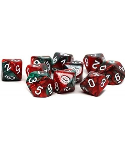 Ten Count Pack of D10 Dice - Matching Collection of 10 Sided Plastic Polyhedral Dice (Green and Red Swirl) $16.28 Dice Games