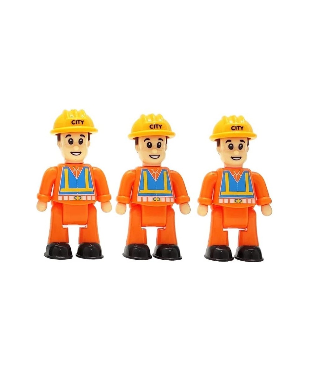 Construction Worker Toy Figures (3-Pieces) - Play Figure Playset Communality Helpers Little Dollhouse People - Play Figurines...