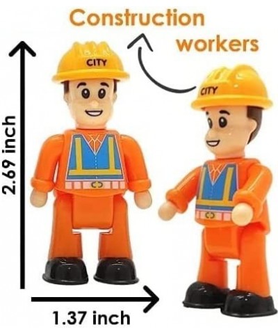 Construction Worker Toy Figures (3-Pieces) - Play Figure Playset Communality Helpers Little Dollhouse People - Play Figurines...