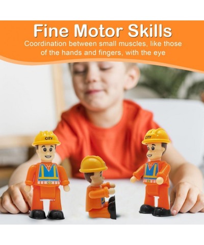 Construction Worker Toy Figures (3-Pieces) - Play Figure Playset Communality Helpers Little Dollhouse People - Play Figurines...