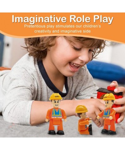 Construction Worker Toy Figures (3-Pieces) - Play Figure Playset Communality Helpers Little Dollhouse People - Play Figurines...