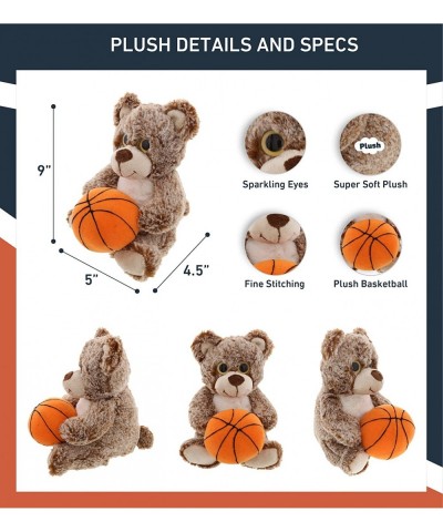 Sitting Brown Bear Stuffed Animal with Basketball Plush - Soft Plush Huggable Bear Adorable Playtime Plush Toy Cute Wildlife ...