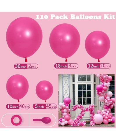 Hot Pink Balloons Garland - 110Pcs 36/18/12/10/5 Inch Dark Pink Balloons Different Sizes Big Pink Latex Balloons 36 Inch Gend...