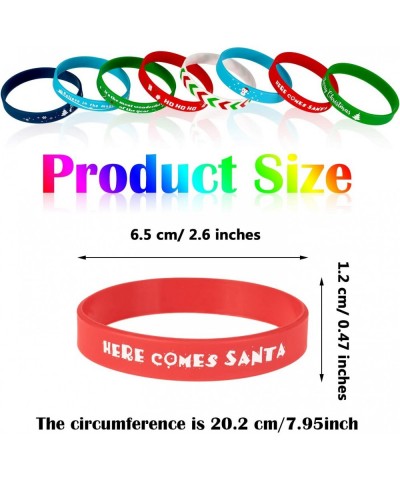 64 Pieces Christmas Wristband Silicone Bracelets Xmas Stretch Rubber Wristband for Christmas Party Supplies and Decoration 16...