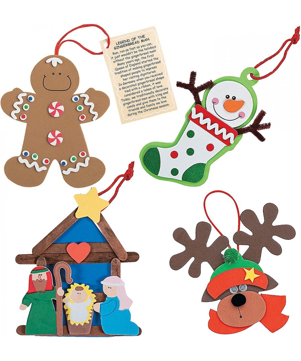 Christmas Ornament Crafts for Kids (Set of 4) Gingerbread Man Stocking Reindeer Nativity Christmas Crafts for Kids & Toddlers...