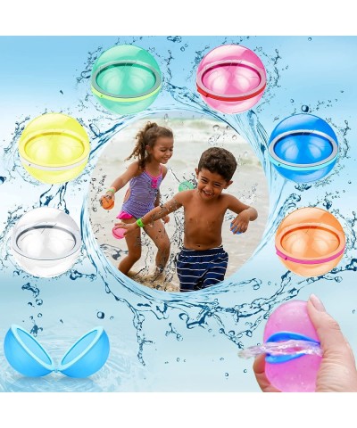 Reusable Water Balloons [6 pcs] 2.5" Refillable Silicone Water Bombs Balls Quick Fill Self-Sealing Water Splash Ball Summer F...