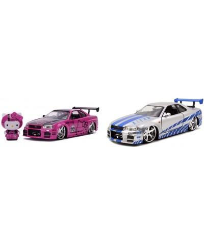 Jada 1:24 Diecast 2002 Nissan Skyline with Hello Kitty Figure & Fast & Furious Brian’s 2002 Nissan Skyline R34 Die-cast Car 1...