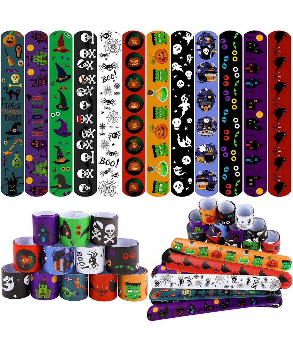 72 Pieces Halloween Snap Bracelets Halloween Wrist Decoration Slap Bracelets Toy for Halloween Party Favors Classroom Prizes ...