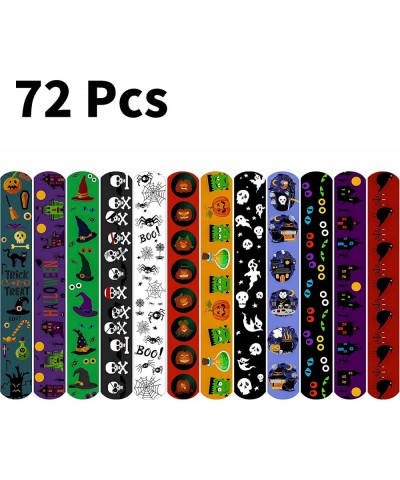 72 Pieces Halloween Snap Bracelets Halloween Wrist Decoration Slap Bracelets Toy for Halloween Party Favors Classroom Prizes ...