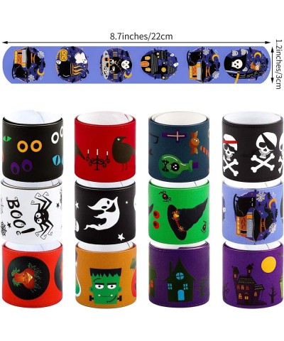 72 Pieces Halloween Snap Bracelets Halloween Wrist Decoration Slap Bracelets Toy for Halloween Party Favors Classroom Prizes ...