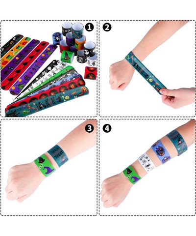 72 Pieces Halloween Snap Bracelets Halloween Wrist Decoration Slap Bracelets Toy for Halloween Party Favors Classroom Prizes ...