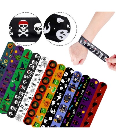 72 Pieces Halloween Snap Bracelets Halloween Wrist Decoration Slap Bracelets Toy for Halloween Party Favors Classroom Prizes ...