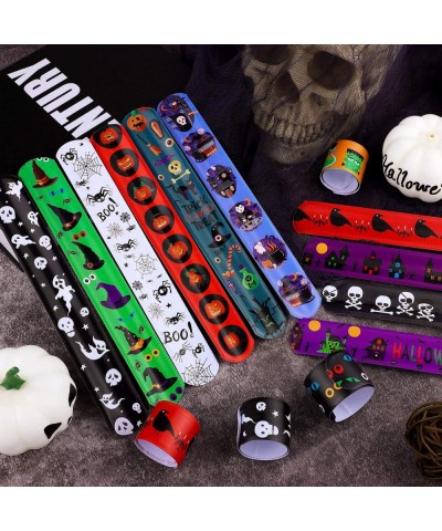 72 Pieces Halloween Snap Bracelets Halloween Wrist Decoration Slap Bracelets Toy for Halloween Party Favors Classroom Prizes ...