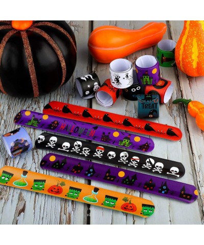 72 Pieces Halloween Snap Bracelets Halloween Wrist Decoration Slap Bracelets Toy for Halloween Party Favors Classroom Prizes ...