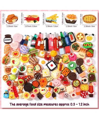 100 Pieces Miniature Food Drinks Toys Mixed Resin Foods for Doll Kitchen Pretend Play Mini Food Set for Adults Teenagers Doll...