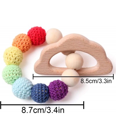 Beech Wooden Teethers 4 Packs Natural Baby Teething Toys Wood DIY Soothing Charms Chewable Toy Toddler Gift Jewelry Cloud Cat...