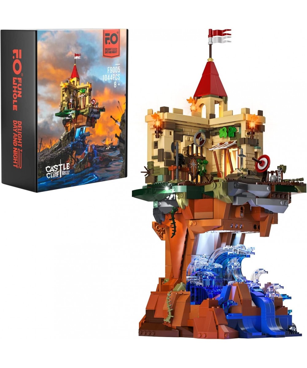 Lighting Building Bricks Set - Castle on The Cliff LED Light Construction Building Model Set 1044 Pcs for Adults and Teen $10...