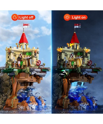 Lighting Building Bricks Set - Castle on The Cliff LED Light Construction Building Model Set 1044 Pcs for Adults and Teen $10...