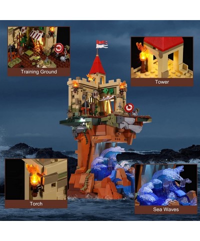 Lighting Building Bricks Set - Castle on The Cliff LED Light Construction Building Model Set 1044 Pcs for Adults and Teen $10...