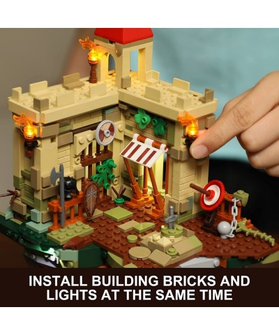 Lighting Building Bricks Set - Castle on The Cliff LED Light Construction Building Model Set 1044 Pcs for Adults and Teen $10...