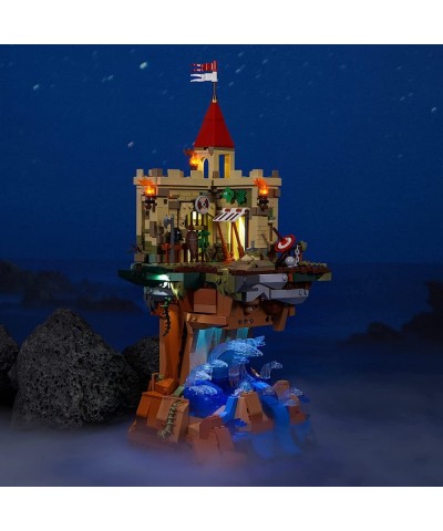 Lighting Building Bricks Set - Castle on The Cliff LED Light Construction Building Model Set 1044 Pcs for Adults and Teen $10...