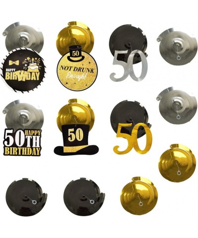 50th Birthday Decorations for Men Cheers to 50 Years Birthday Banner 50th Hanging Swirls Black Gold Balloons Set for Men Wome...