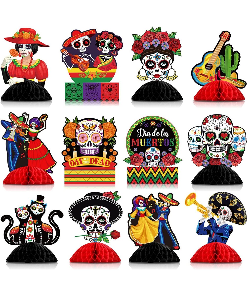 12 Pieces Day of The Dead Table Honeycomb Centerpieces Dia De Los Muertos Centerpieces Dead Halloween Sugar Skull Table Decor...