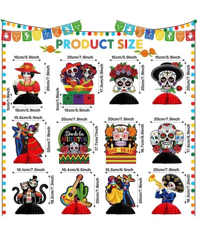 12 Pieces Day of The Dead Table Honeycomb Centerpieces Dia De Los Muertos Centerpieces Dead Halloween Sugar Skull Table Decor...