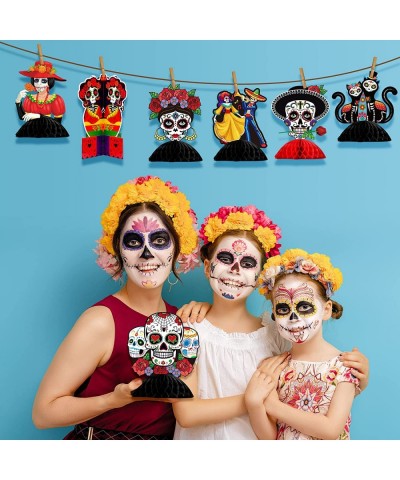 12 Pieces Day of The Dead Table Honeycomb Centerpieces Dia De Los Muertos Centerpieces Dead Halloween Sugar Skull Table Decor...