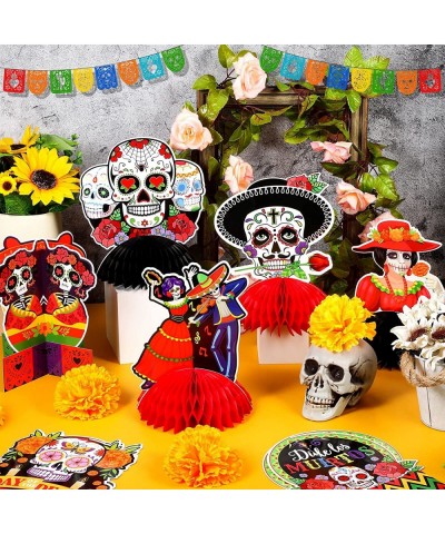 12 Pieces Day of The Dead Table Honeycomb Centerpieces Dia De Los Muertos Centerpieces Dead Halloween Sugar Skull Table Decor...