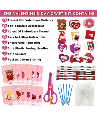 Valentines Sewing Kit DIY Crafting and Sewing Set Pre-Cut Felt Red Hearts Cupid Kids Valentine's Day Craft Kit for Boy and Gi...