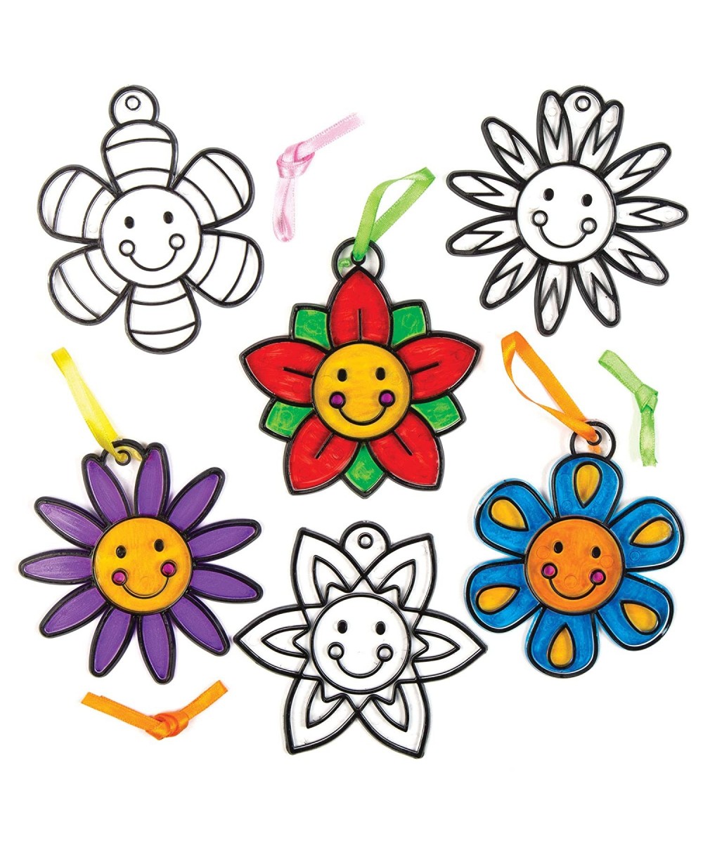 AC770 Smiley Flower Suncatcher - Pack of 8 Crafts for Kids Hanging Window Ornament Kit for Children to Paint $16.84 Craft Kits