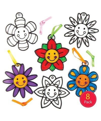 AC770 Smiley Flower Suncatcher - Pack of 8 Crafts for Kids Hanging Window Ornament Kit for Children to Paint $16.84 Craft Kits