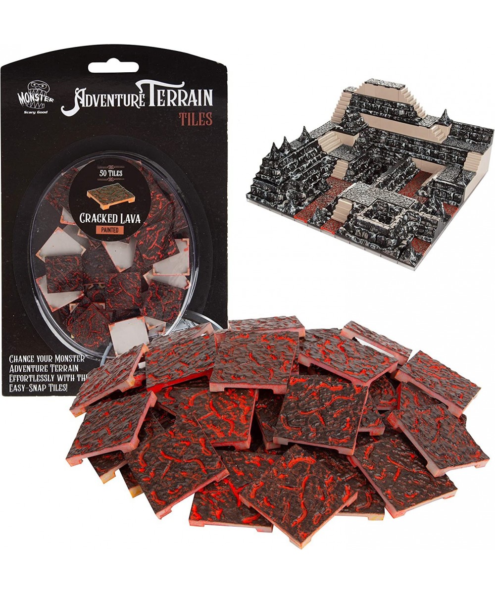 Monster Adventure Terrain- 50pc Cracked Lava Tile Expansion Pack- Hand-Painted 1x1” Tile Set- Easy Snap Creates Amazing Table...