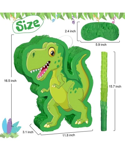 Green Dinosaur Pinata Bundle String Pinata Dinosaur with a Blindfold and Stick Pull Pinata for Boys Girls Animal Themed Birth...