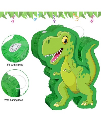 Green Dinosaur Pinata Bundle String Pinata Dinosaur with a Blindfold and Stick Pull Pinata for Boys Girls Animal Themed Birth...